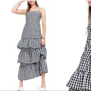 J Crew Tiered Gingham Dress - Sz 0 Petite